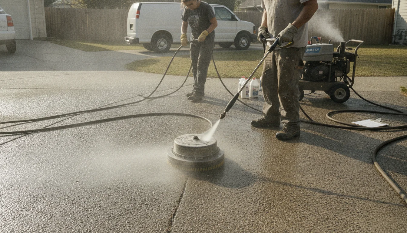Nozzle choice reduces force for soft washing or focuses it for tough spots; surface cleaners keep a steady cleaning height