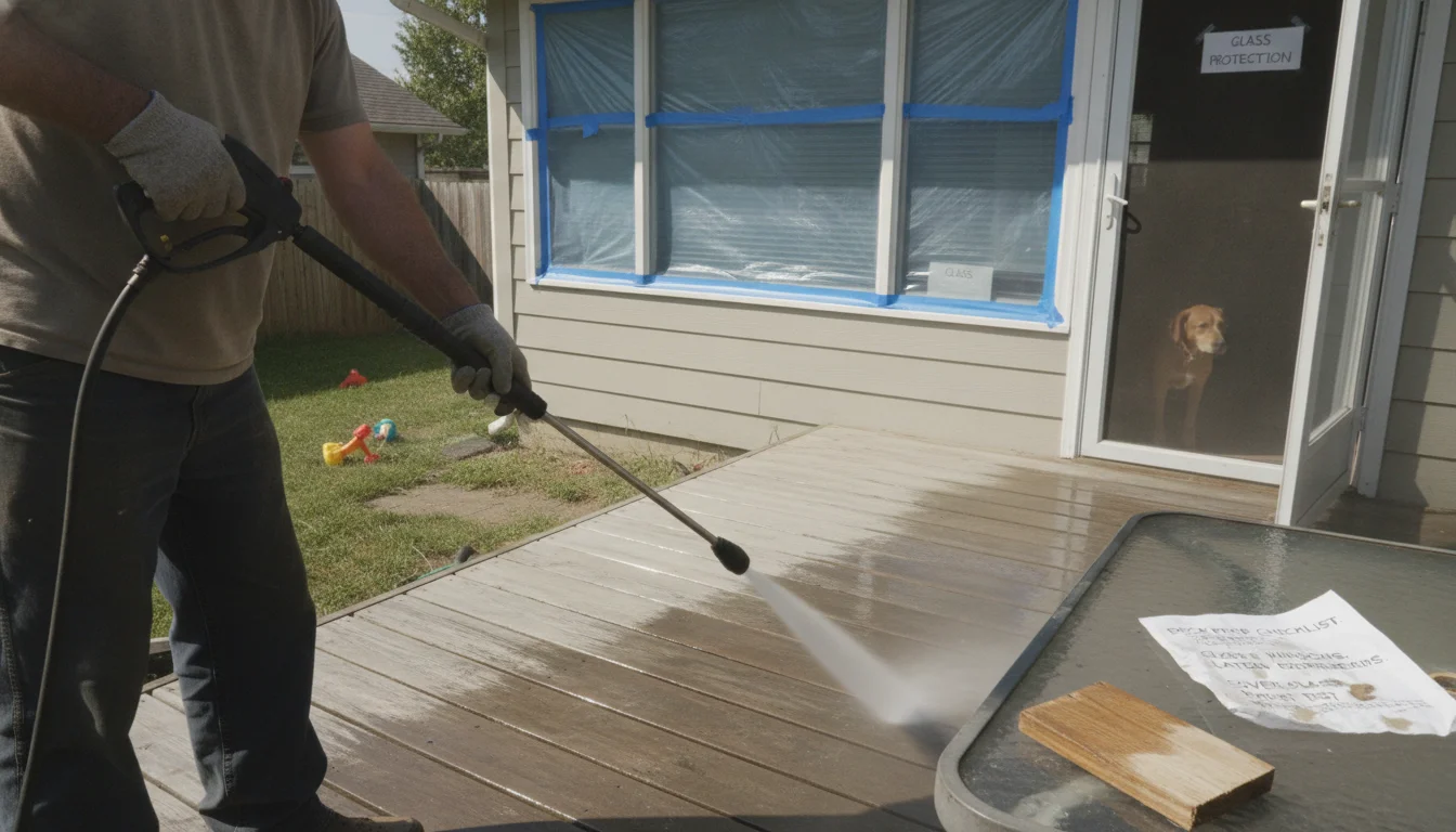 How to pressure wash a deck safely in Salem without harming wood, stain, or sealant